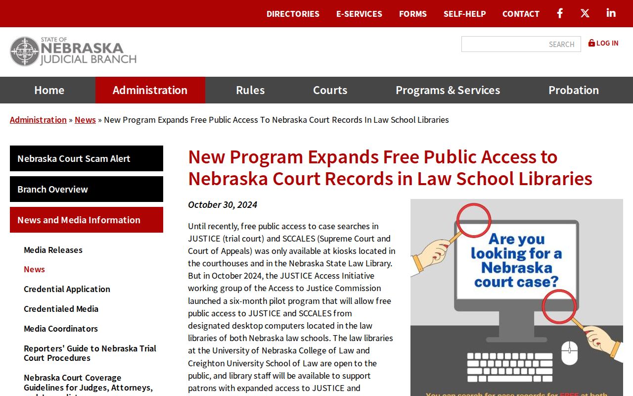 Frontier County docket search free Nebraska court record access