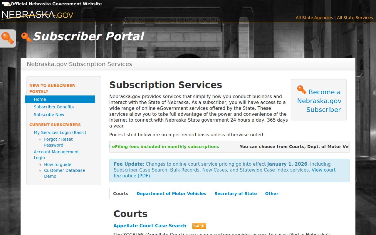 Frontier County docket search Nebraska subscriber information