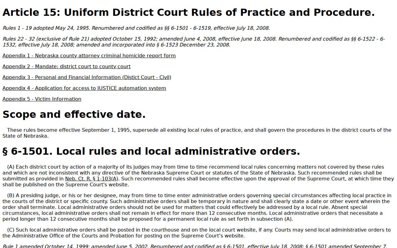 Frontier County civil court docket Nebraska civil register and case-file rule