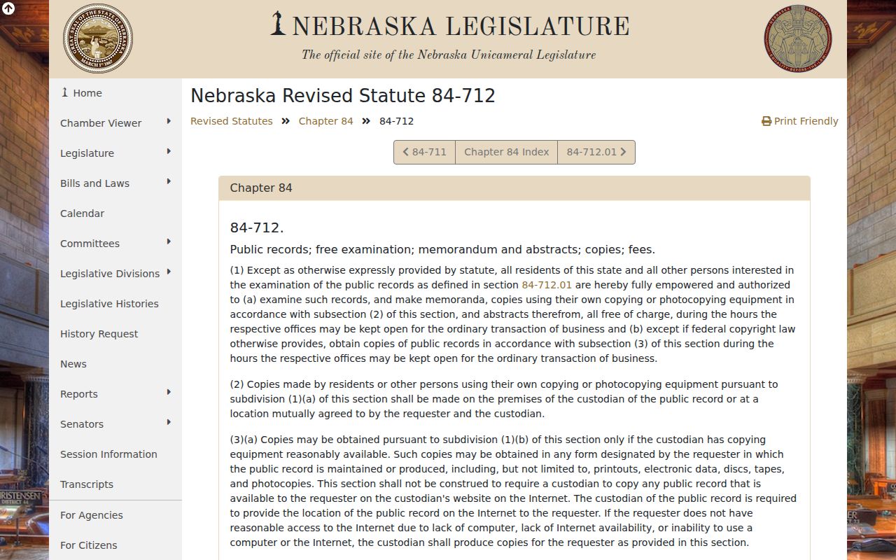 Frontier County civil court docket Nebraska public records inspection statute