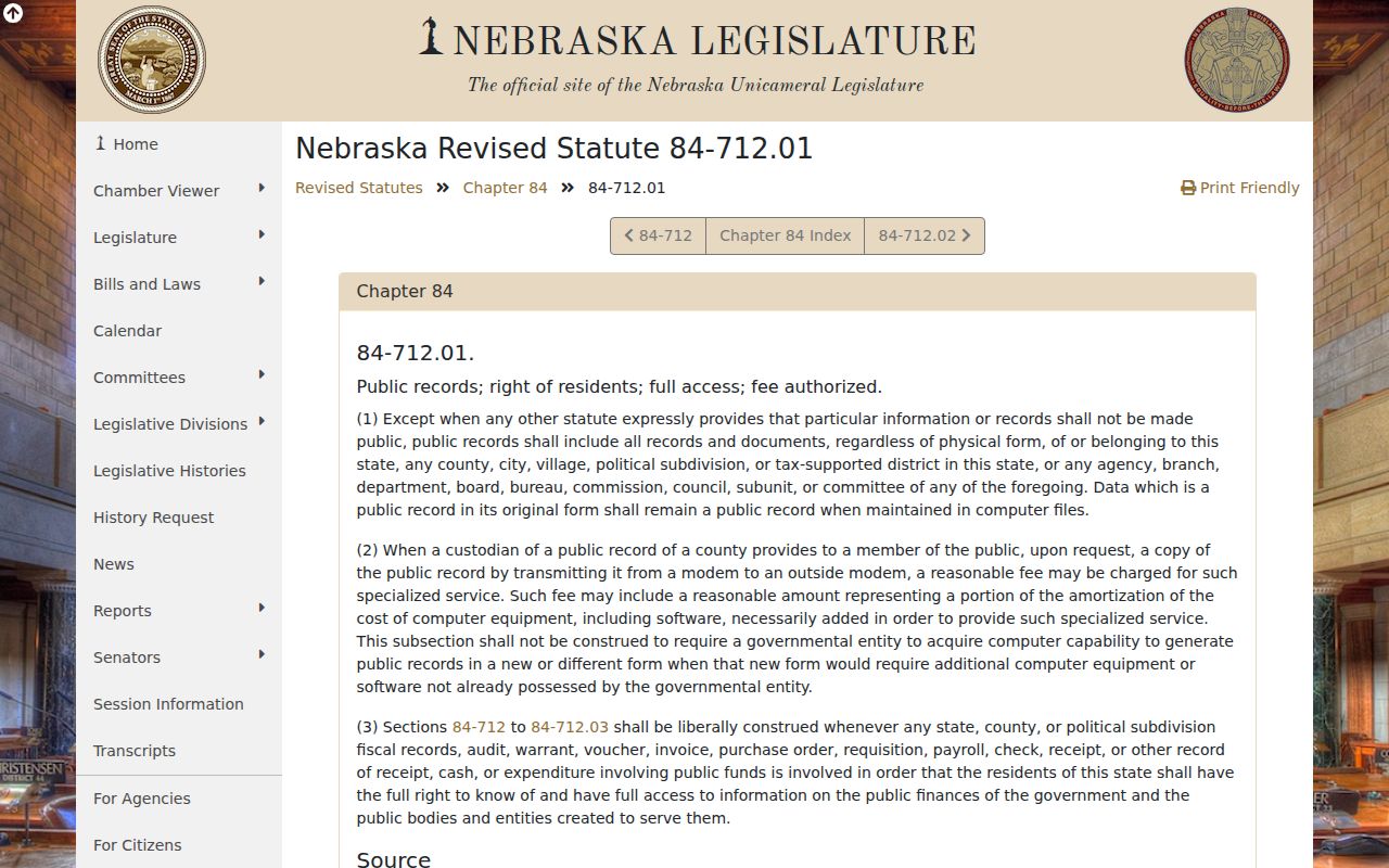 Frontier County civil court docket Nebraska public record definition statute