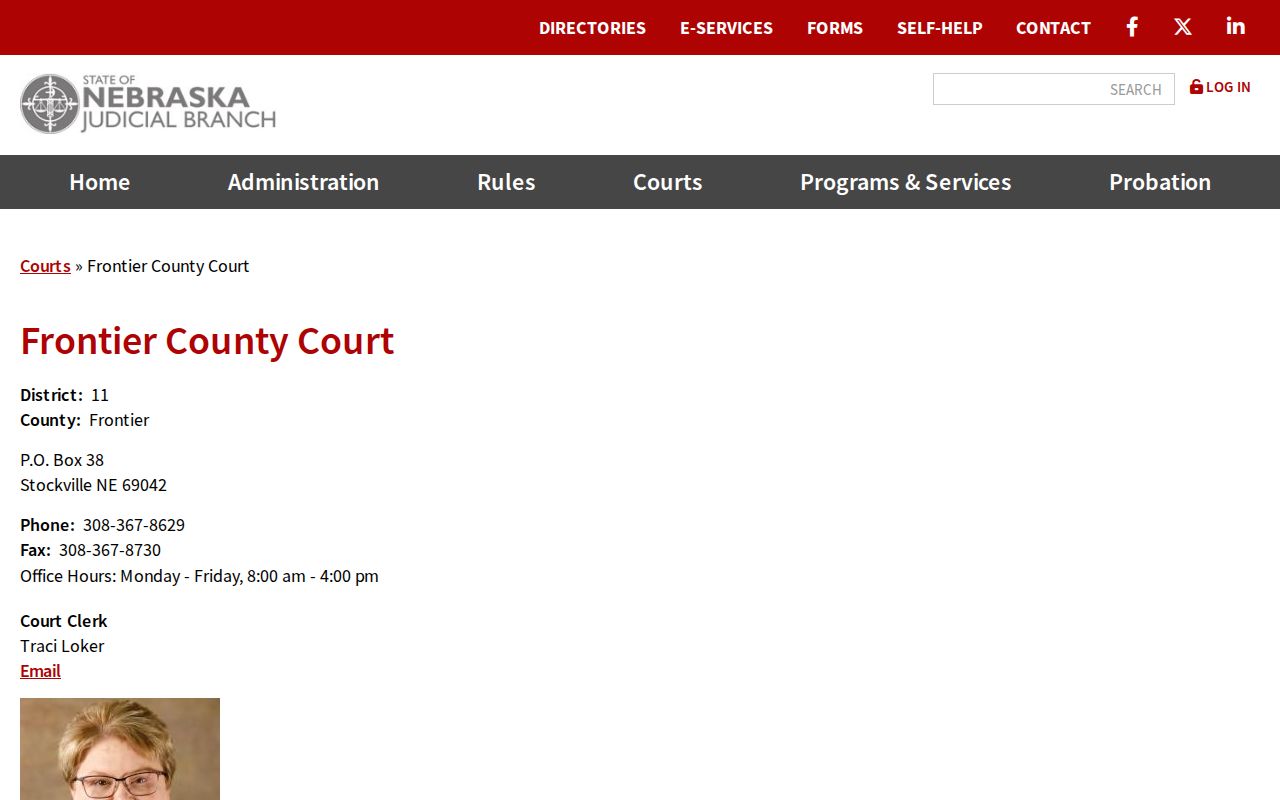 Frontier County criminal court docket County Court judicial directory