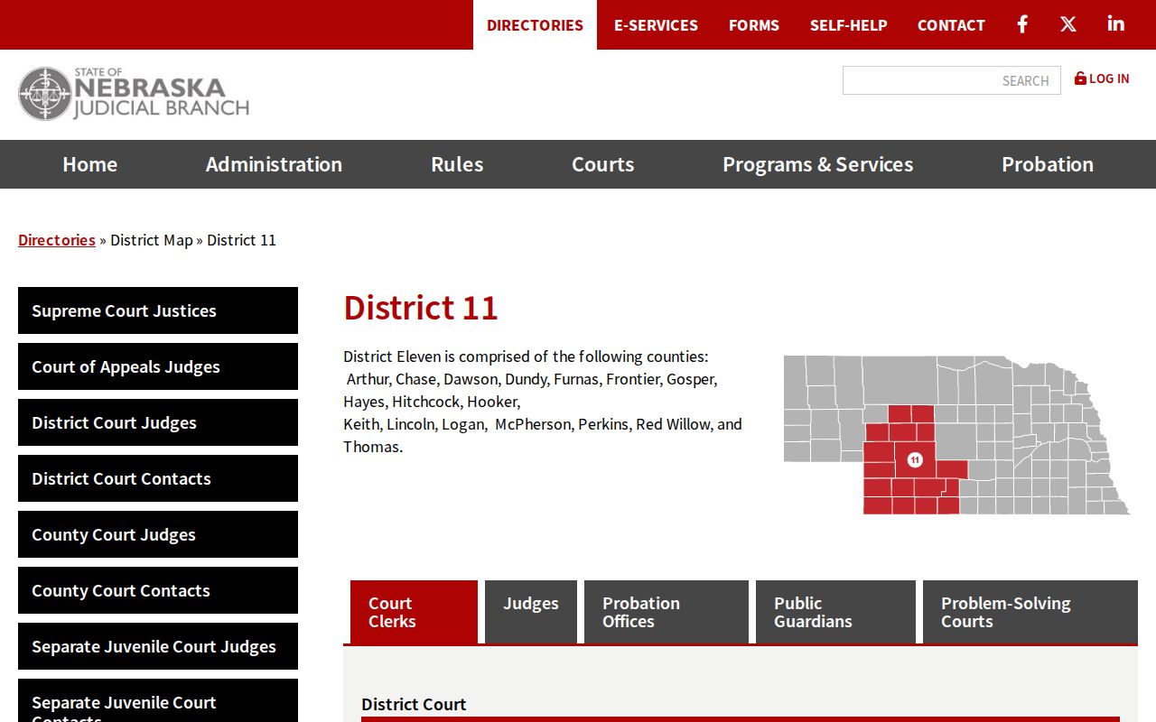 Frontier County criminal court docket District 11 court directory