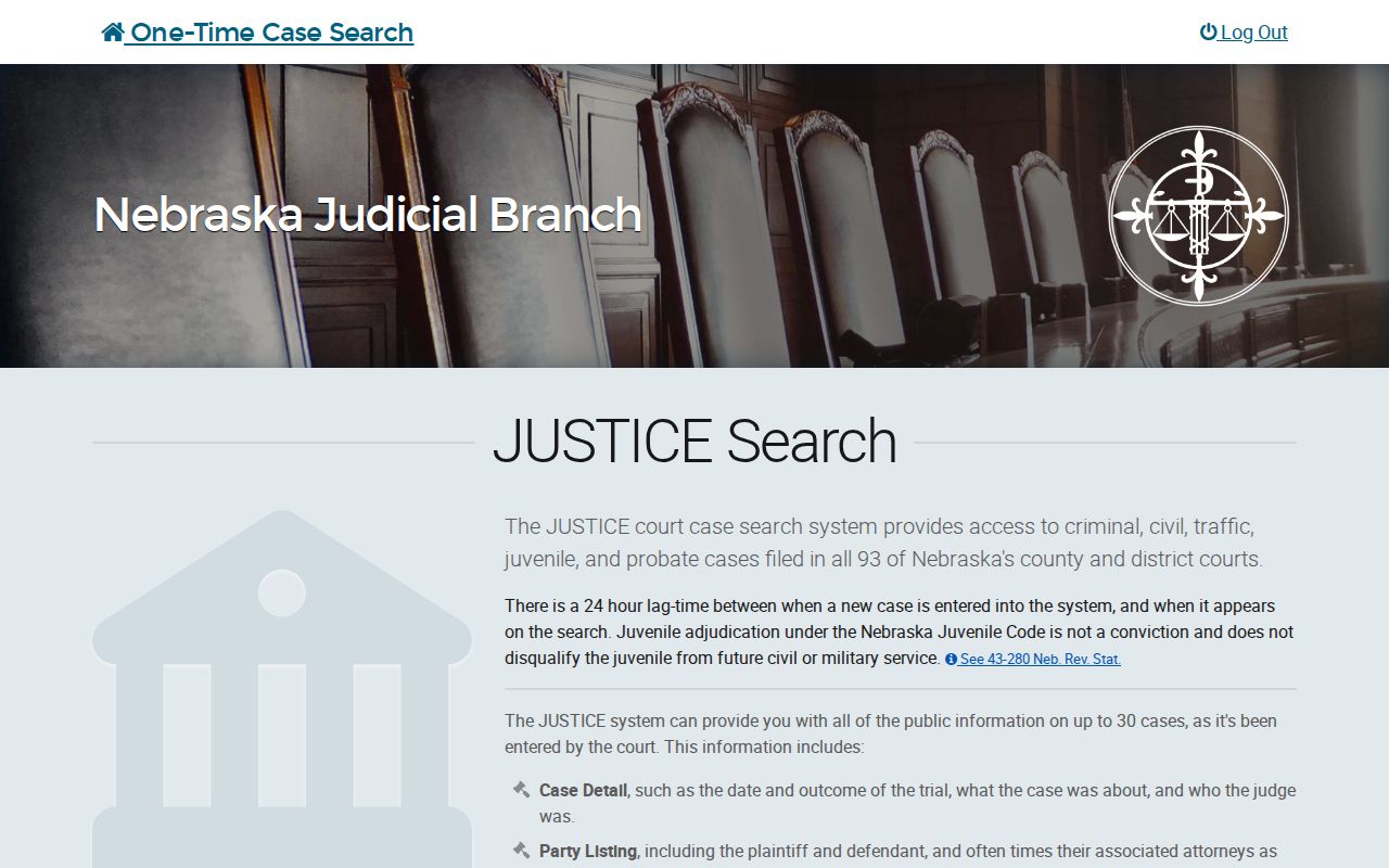 Frontier County court docket JUSTICE search entry