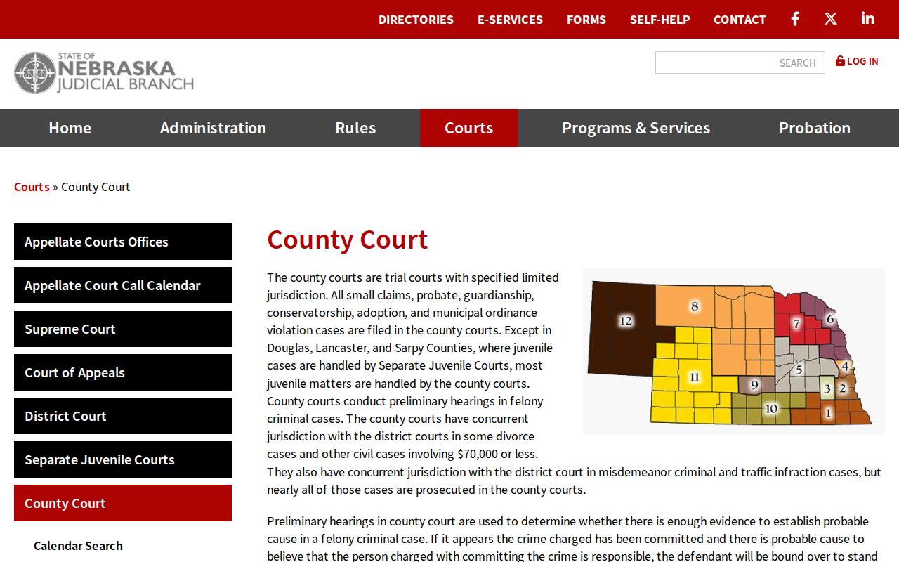 Frontier County court docket County Court jurisdiction overview