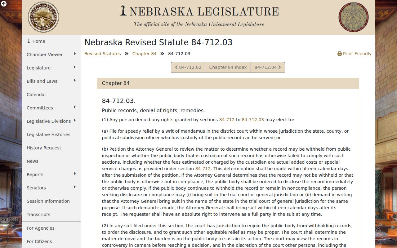 Frontier County Maywood Court Records: public-record remedy statute
